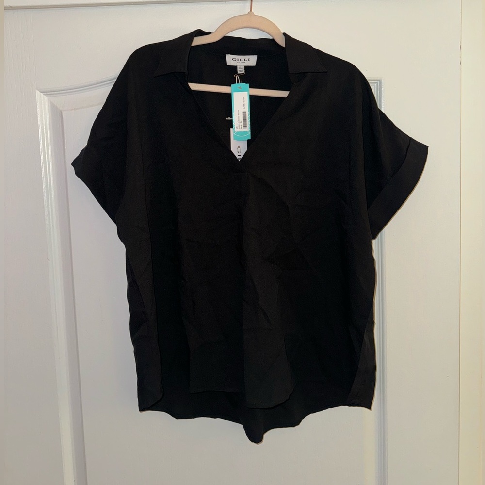 Gilli short sleeve black blouse, Size XL